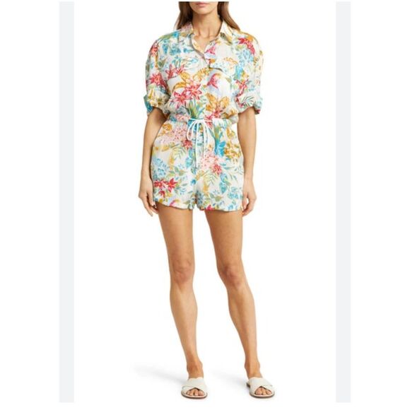 Elan Floral Drawstring waist romper size M - Picture 1 of 6